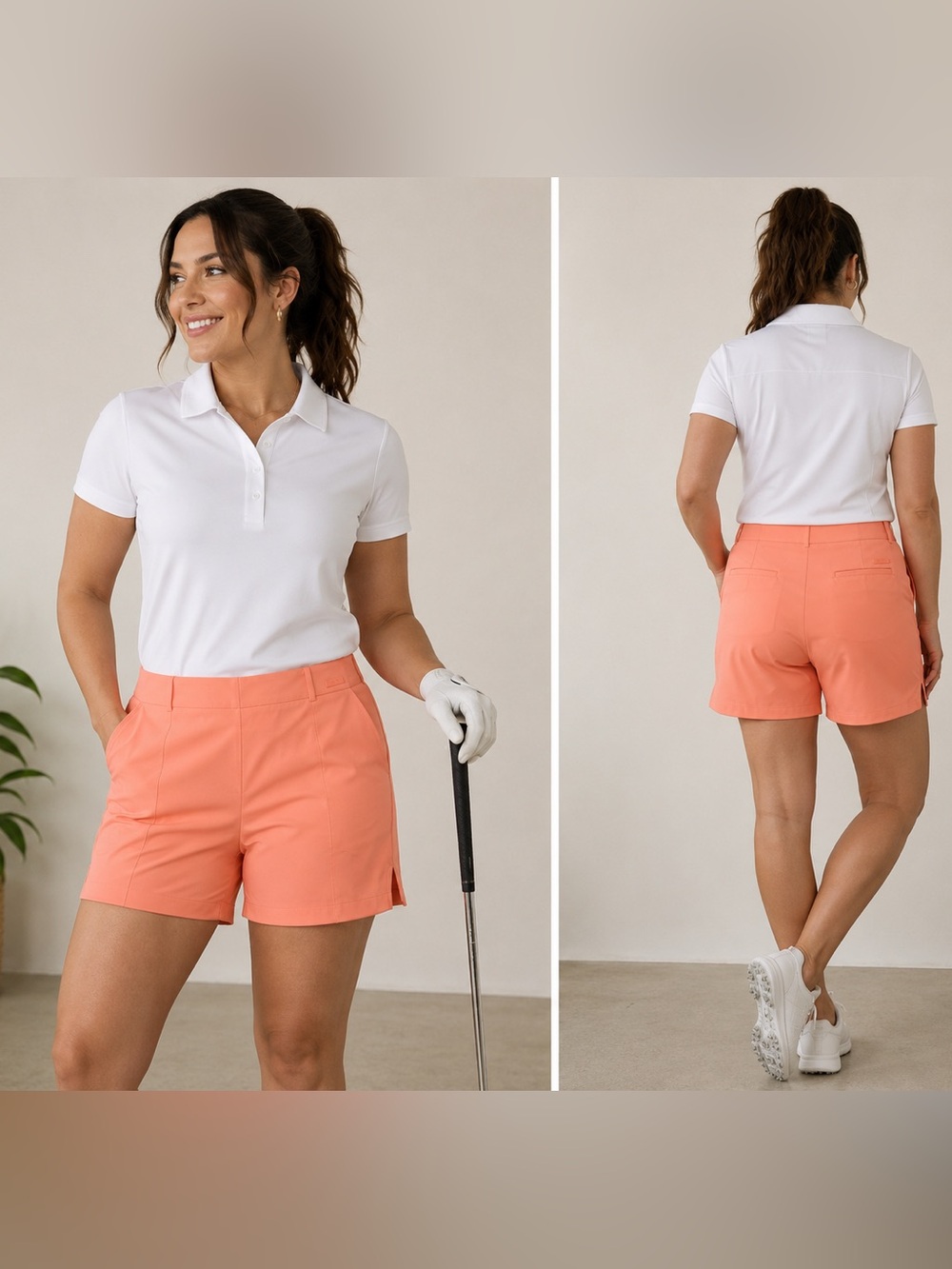 #650 adidas Women’s XL Coral Pull On Golf Shorts Stretch Performance - Picture 1 of 7
